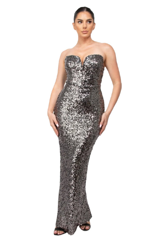 Sequin V-bar Crisscross Tube Dress - PureLove Designs LLC