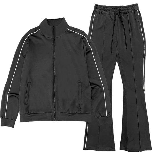 Flare Track Suit Matching Jacket and Pants Track Sweat Set - PureLove Designs LLC