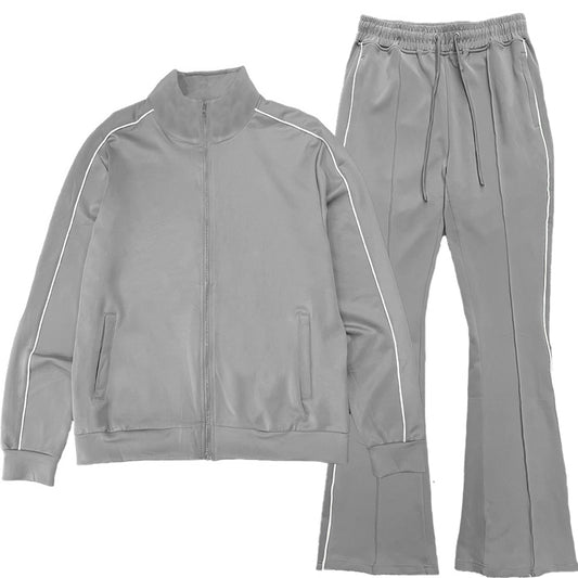 Flare Stacked Track Suit Matching Jacket and Pants Track Sweat Set - PureLove Designs LLC