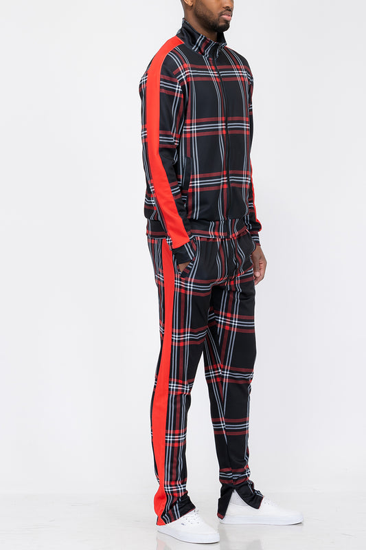 Plaid Track Jacket and Pant Set - PureLove Designs LLC