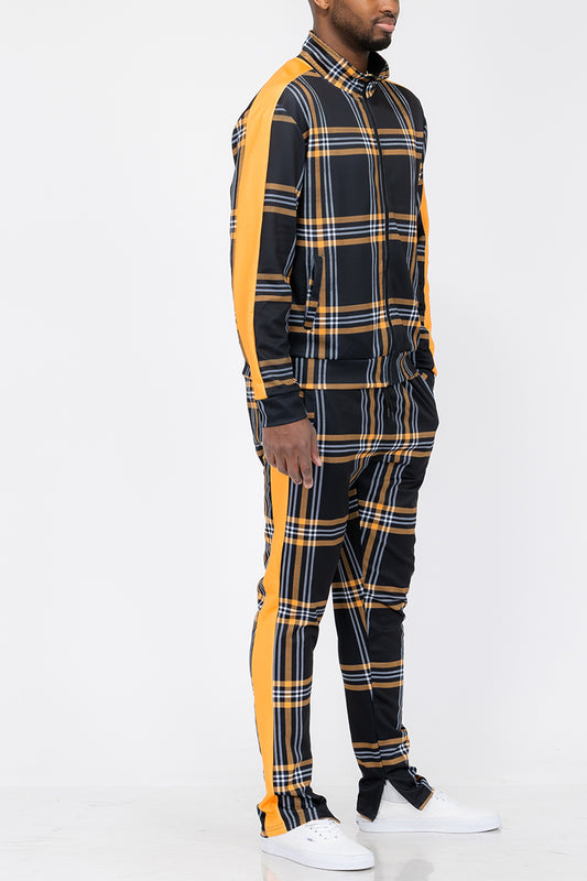 Plaid Track Jacket and Pant Set - PureLove Designs LLC