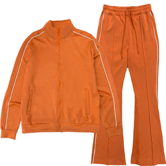 Flare Stacked Track Suit Matching Jacket and Pants Track Sweat Set - PureLove Designs LLC