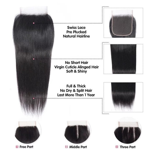 Premium Virgin Lace Closure with Preplucked Hairline